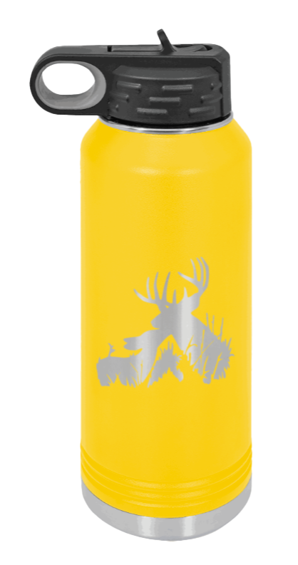 Buck & Doe - 32oz Water Bottle Laser Engraved- Yellow