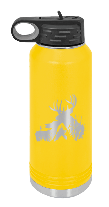 Buck & Doe - 32oz Water Bottle Laser Engraved- Yellow