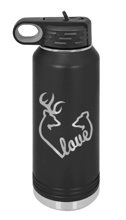 Buck Doe Love - 32oz Water Bottle Laser Engraved- Black