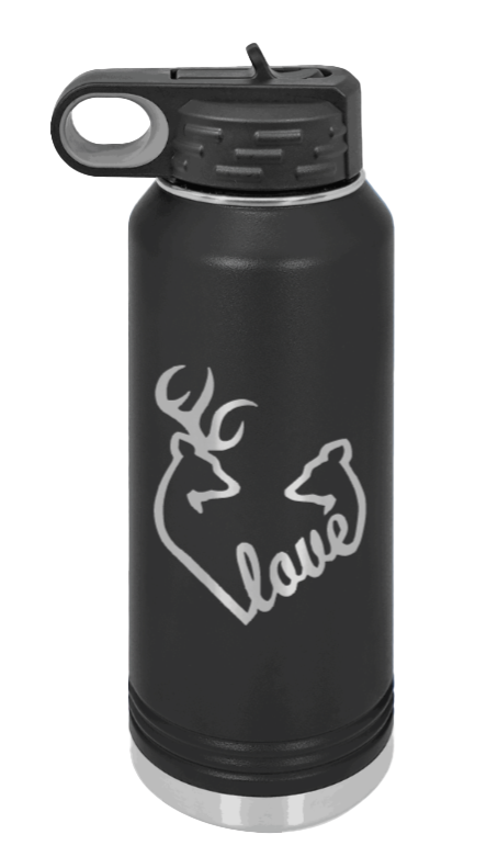 Buck Doe Love - 32oz Water Bottle Laser Engraved- Black