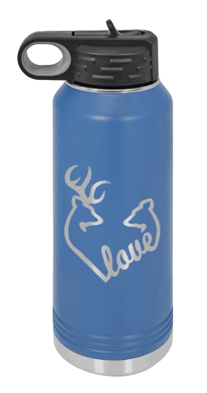 Buck Doe Love - 32oz Water Bottle Laser Engraved- Royal Blue