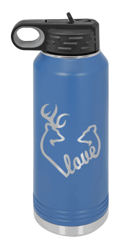 Buck Doe Love - 32oz Water Bottle Laser Engraved- Royal Blue