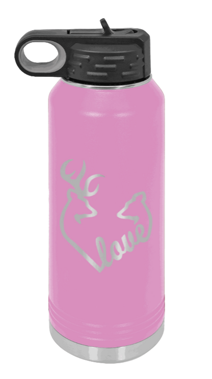 Buck Doe Love - 32oz Water Bottle Laser Engraved- Light Purple