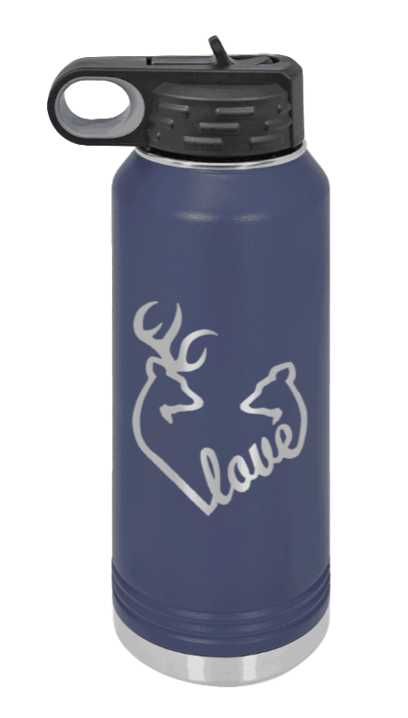 Buck Doe Love - 32oz Water Bottle Laser Engraved- Navy