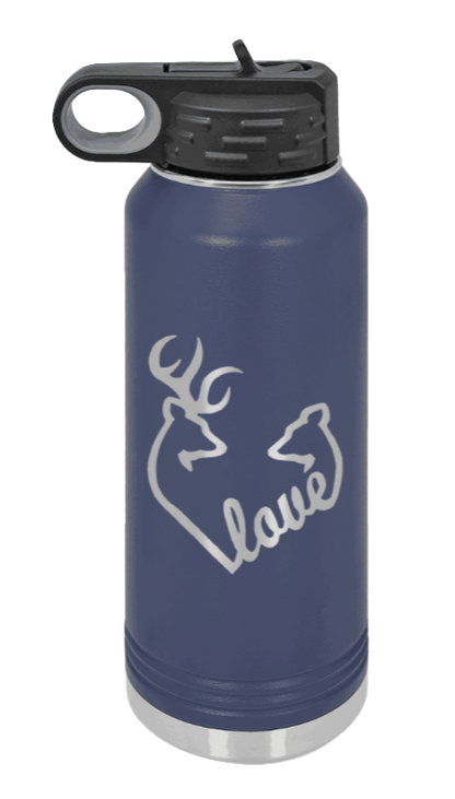 Buck Doe Love - 32oz Water Bottle Laser Engraved- Navy