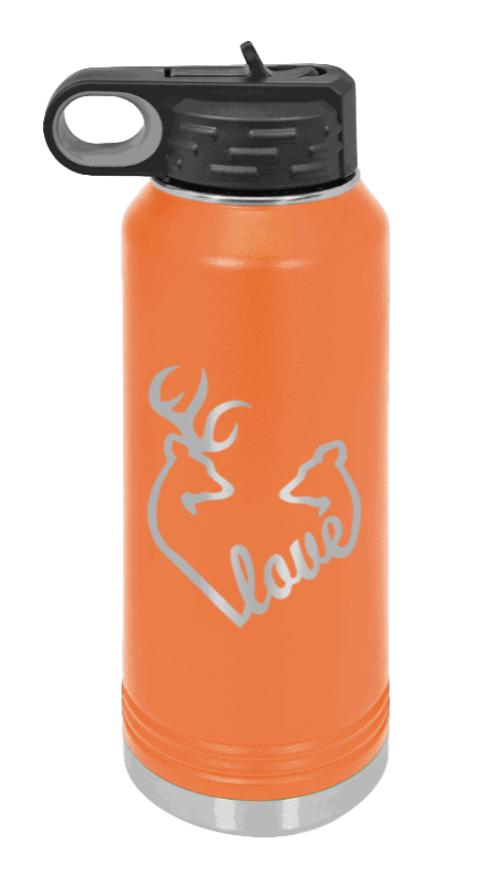 Buck Doe Love - 32oz Water Bottle Laser Engraved- Orange