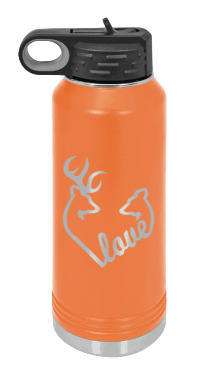 Buck Doe Love - 32oz Water Bottle Laser Engraved- Orange