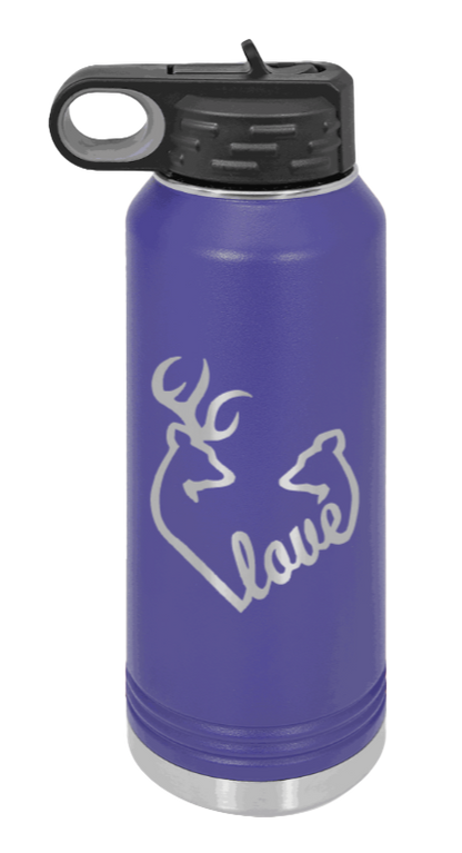 Buck Doe Love - 32oz Water Bottle Laser Engraved- Purple