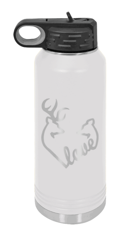 Buck Doe Love - 32oz Water Bottle Laser Engraved- White