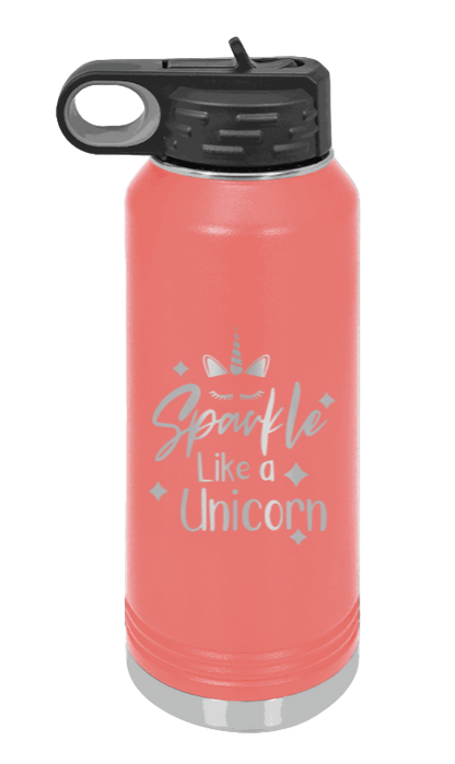 Sparkle Like A Unicorn - 32oz Water Bottle Laser Engraved- Coral