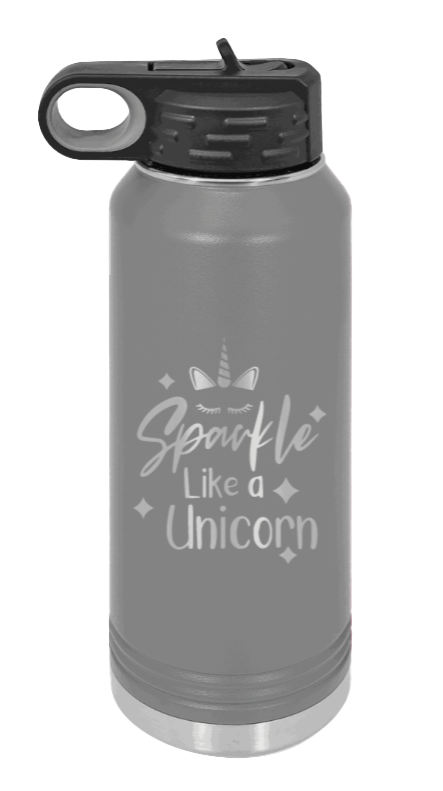 Sparkle Like A Unicorn - 32oz Water Bottle Laser Engraved- Dark Grey