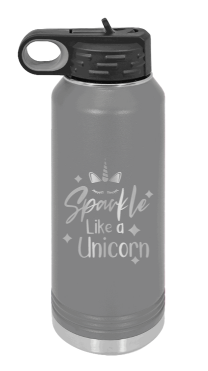 Sparkle Like A Unicorn - 32oz Water Bottle Laser Engraved- Dark Grey