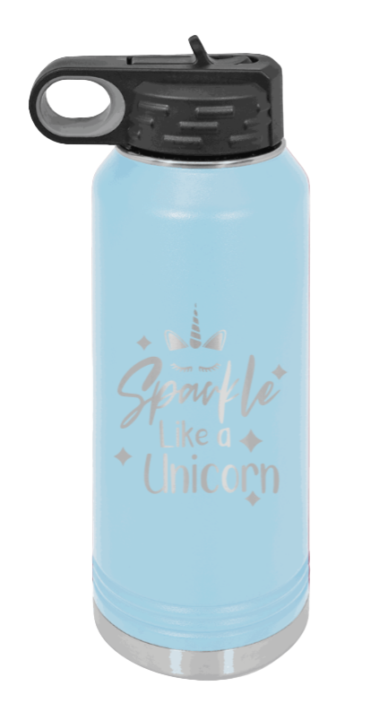Sparkle Like A Unicorn - 32oz Water Bottle Laser Engraved- Light Blue