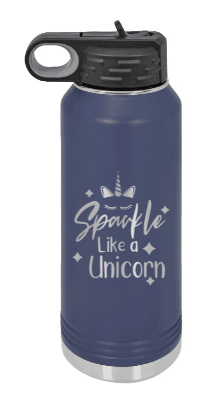 Sparkle Like A Unicorn - 32oz Water Bottle Laser Engraved- Navy