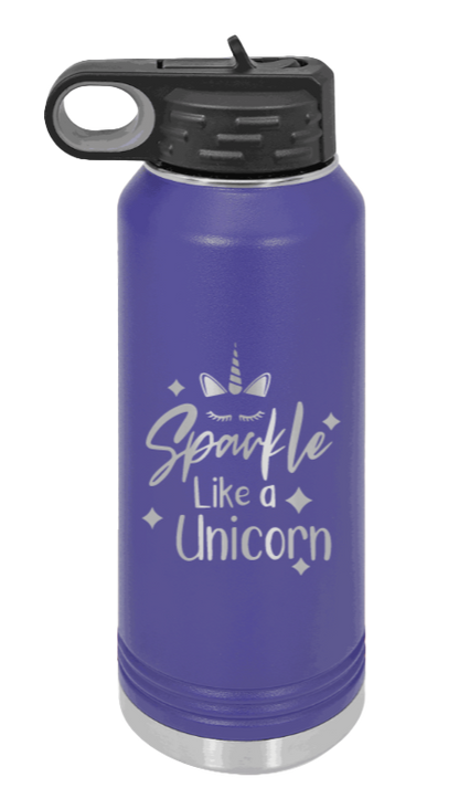 Sparkle Like A Unicorn - 32oz Water Bottle Laser Engraved- Purple
