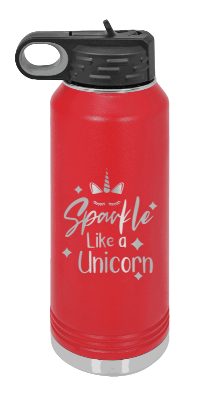 Sparkle Like A Unicorn - 32oz Water Bottle Laser Engraved- Red