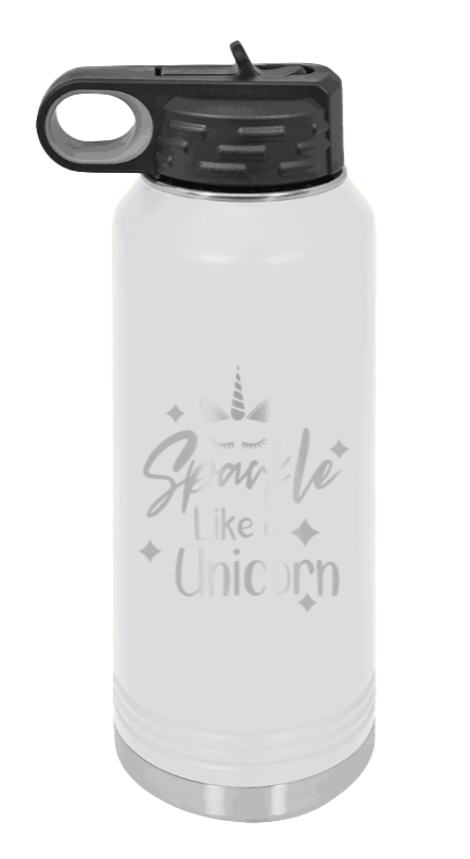Sparkle Like A Unicorn - 32oz Water Bottle Laser Engraved- White