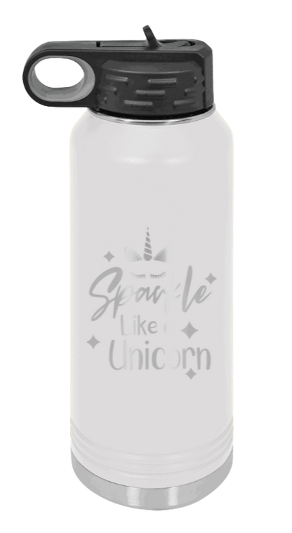 Sparkle Like A Unicorn - 32oz Water Bottle Laser Engraved- White