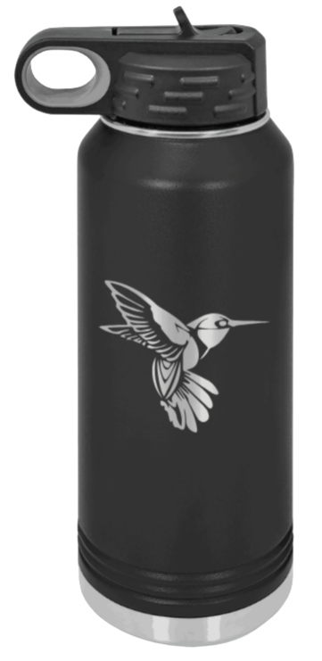 Hummingbird - 32oz Water Bottle Laser Engraved- Black