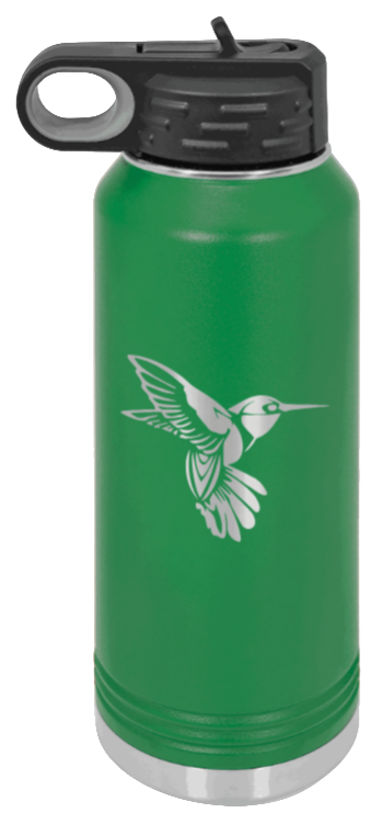 Hummingbird - 32oz Water Bottle Laser Engraved- Green