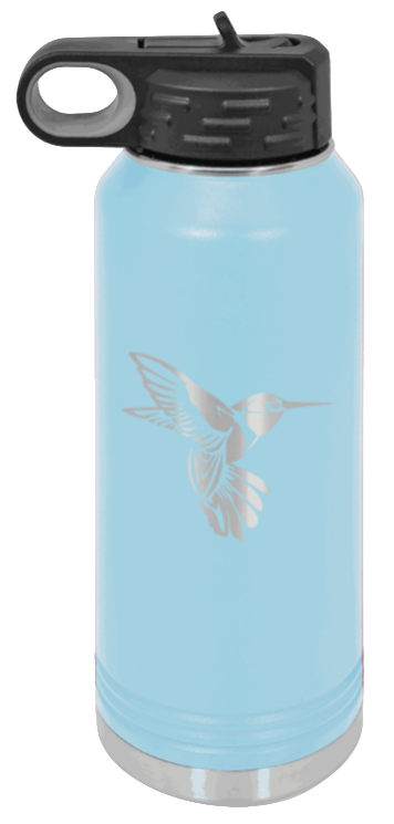 Hummingbird - 32oz Water Bottle Laser Engraved- Light Blue