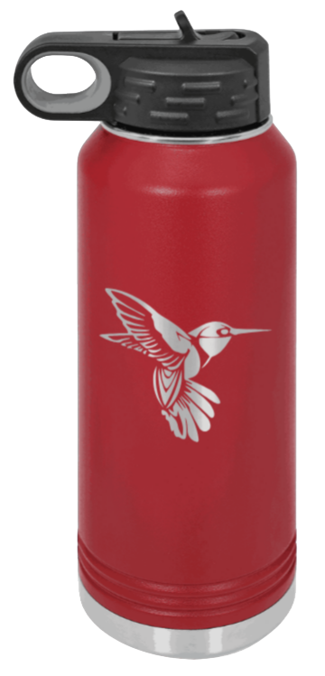 Hummingbird - 32oz Water Bottle Laser Engraved- Maroon
