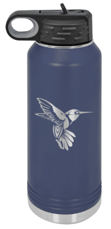 Hummingbird - 32oz Water Bottle Laser Engraved- Navy
