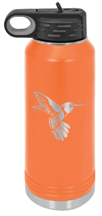 Hummingbird - 32oz Water Bottle Laser Engraved- Orange