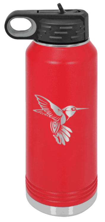 Hummingbird - 32oz Water Bottle Laser Engraved- Red