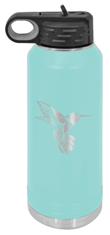 Hummingbird - 32oz Water Bottle Laser Engraved- Teal