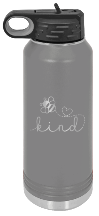 Bee Kind - 32oz Water Bottle Laser Engraved- Dark Grey