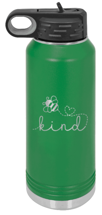 Bee Kind - 32oz Water Bottle Laser Engraved- Green