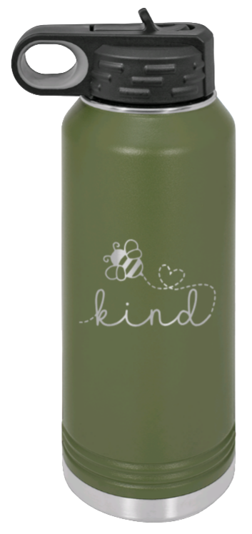 Bee Kind - 32oz Water Bottle Laser Engraved- Olive