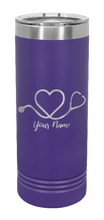 Load image into Gallery viewer, Stethoscope Heart with Name Laser Engraved Skinny Tumbler (Etched)
