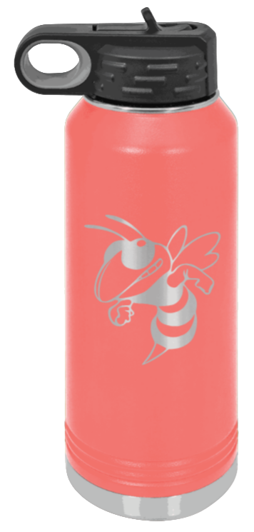 Hornet - 32oz Water Bottle Laser Engraved- Coral