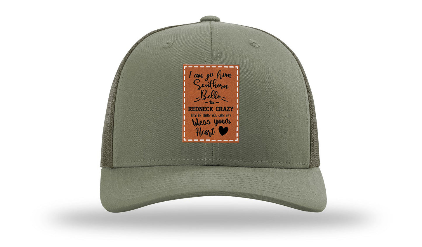 Southern Belle To Redneck Crazy Leather Patch Richardson 112 Hat
