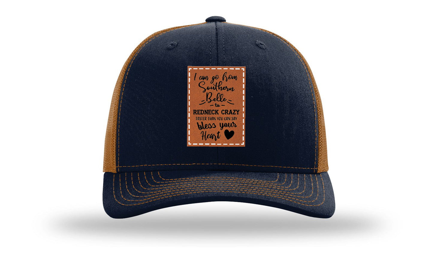 Southern Belle To Redneck Crazy Leather Patch Richardson 112 Hat