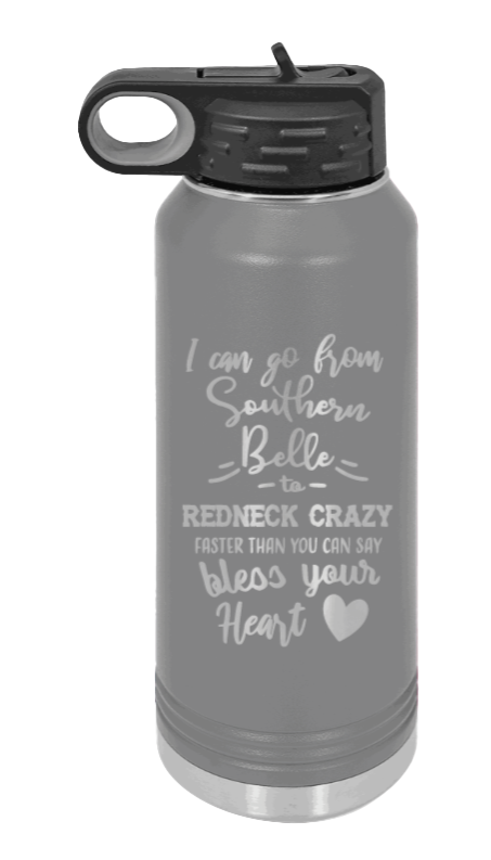 Southern Belle To Redneck Crazy - 32oz Mug Laser Engraved- Dark Grey
