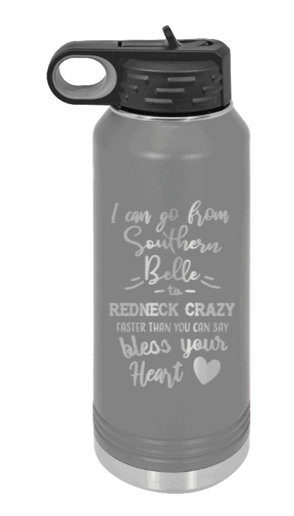 Southern Belle To Redneck Crazy - 32oz Mug Laser Engraved- Dark Grey