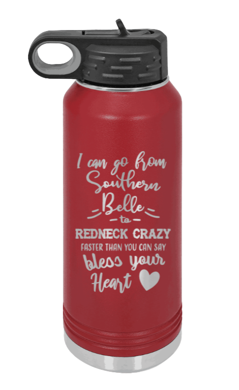 Southern Belle To Redneck Crazy - 32oz Mug Laser Engraved- Maroon