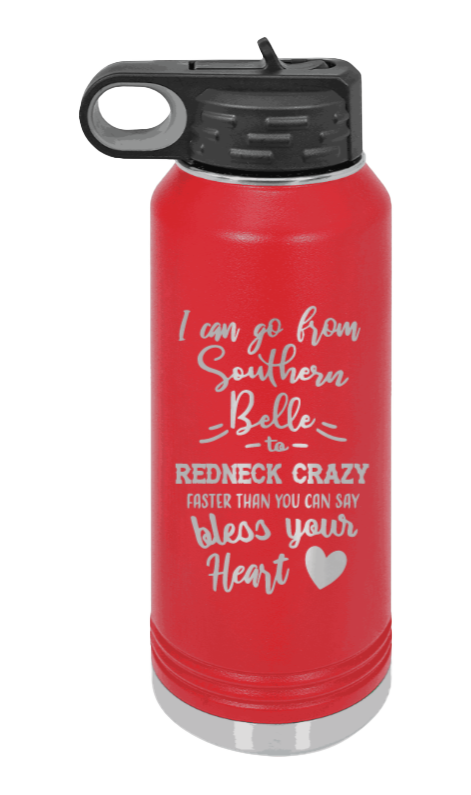 Southern Belle To Redneck Crazy - 32oz Mug Laser Engraved- Red