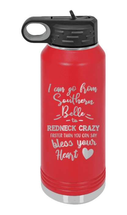 Southern Belle To Redneck Crazy - 32oz Mug Laser Engraved- Red
