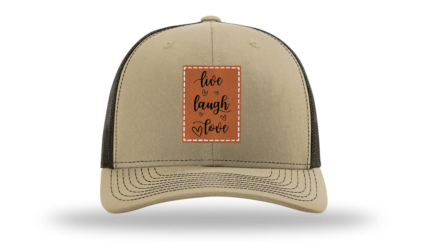 Live Laugh Love Leather Patch Richardson 112 Hat