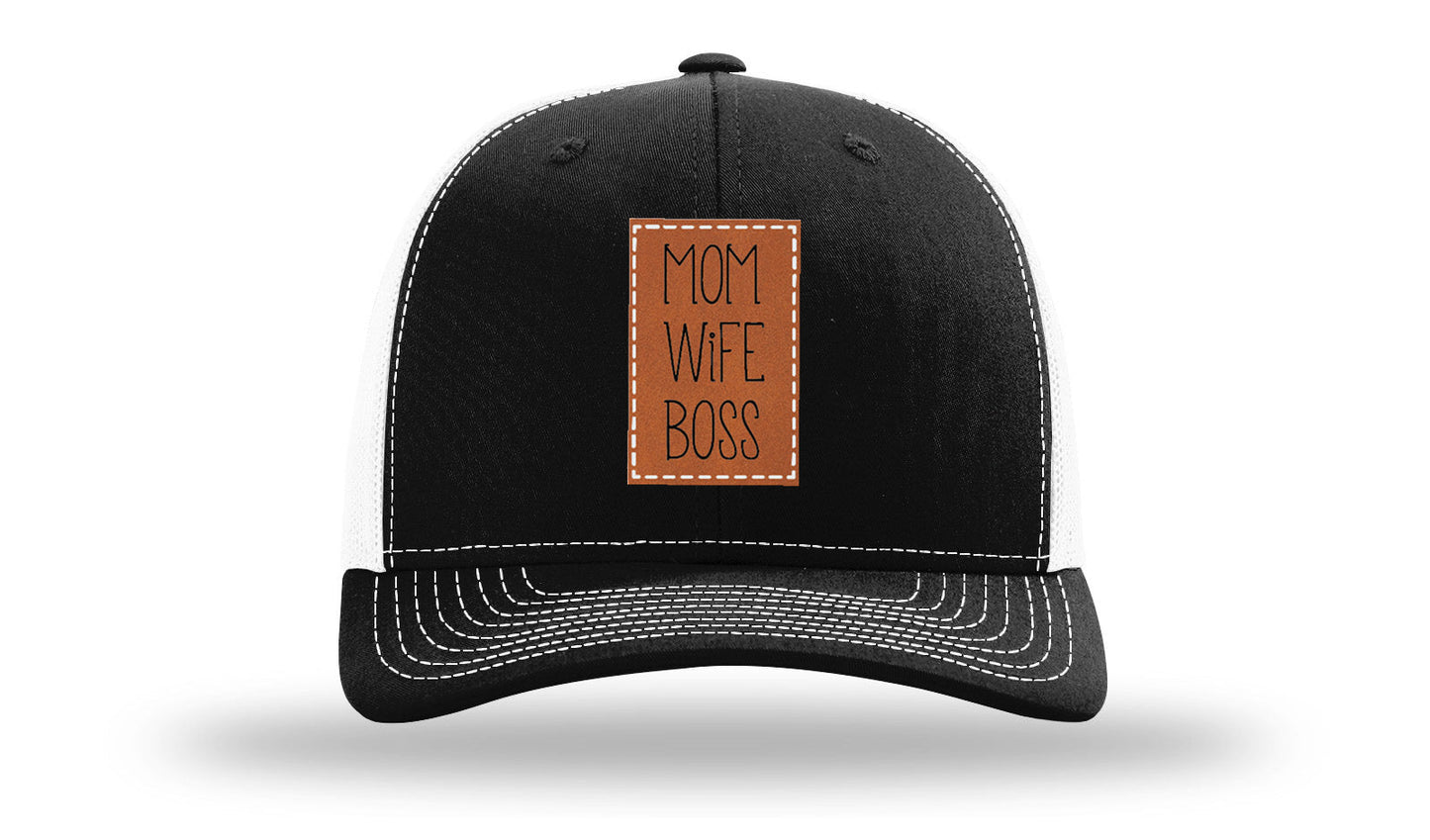 Mom Wife Boss Leather Patch Richardson 112 Hat