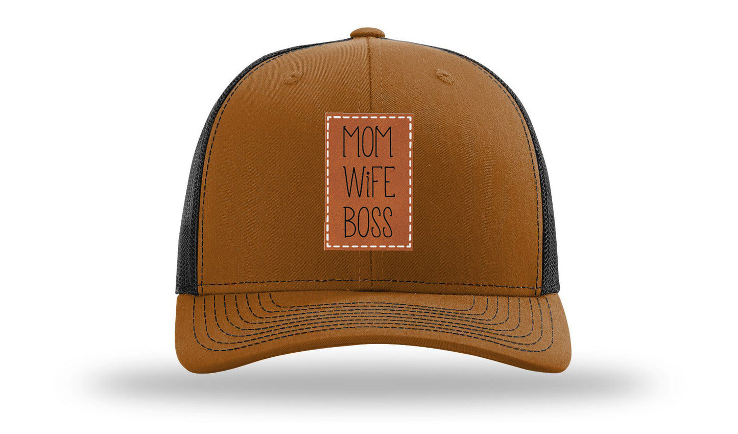 Mom Wife Boss Leather Patch Richardson 112 Hat