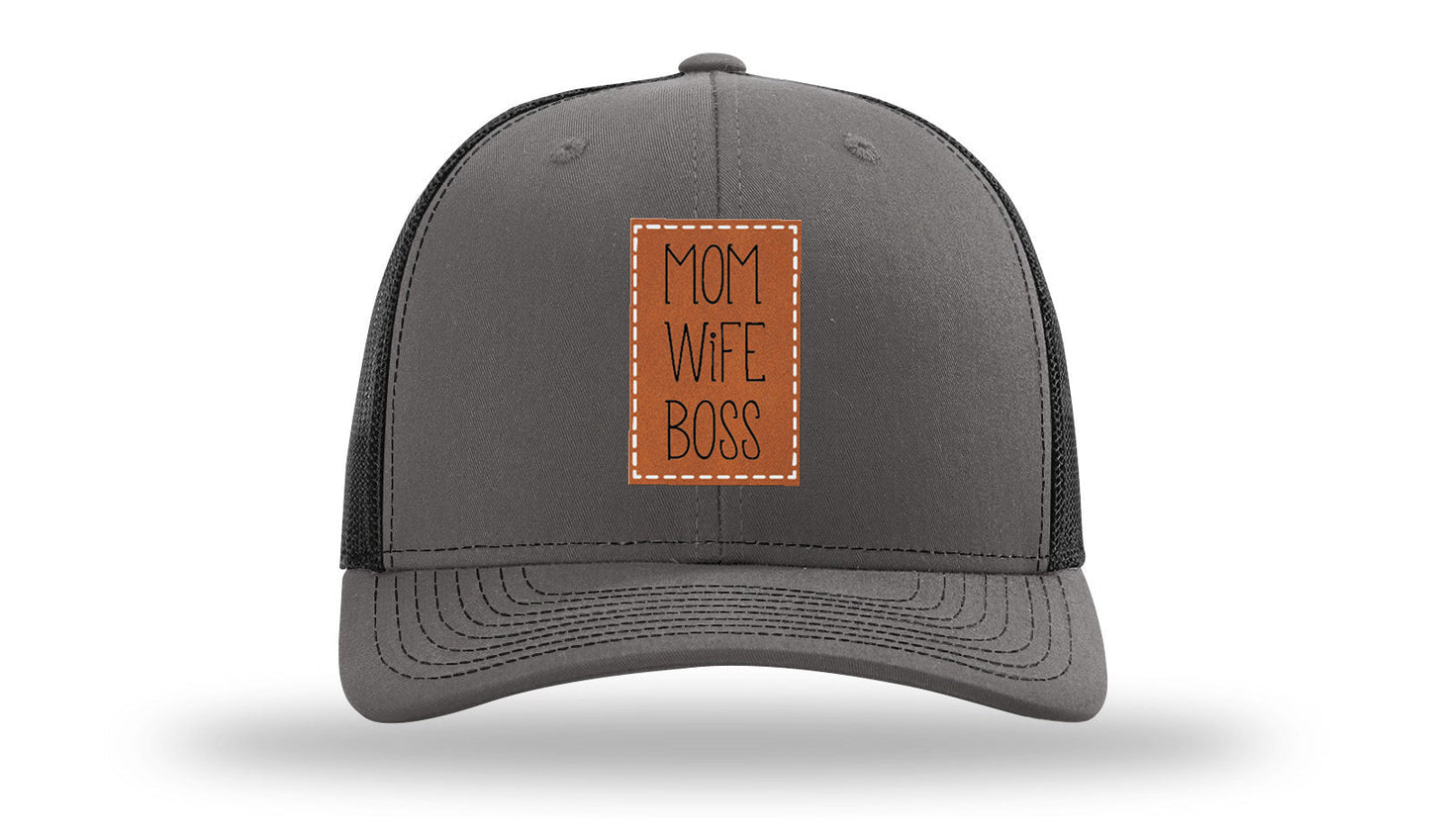Mom Wife Boss Leather Patch Richardson 112 Hat