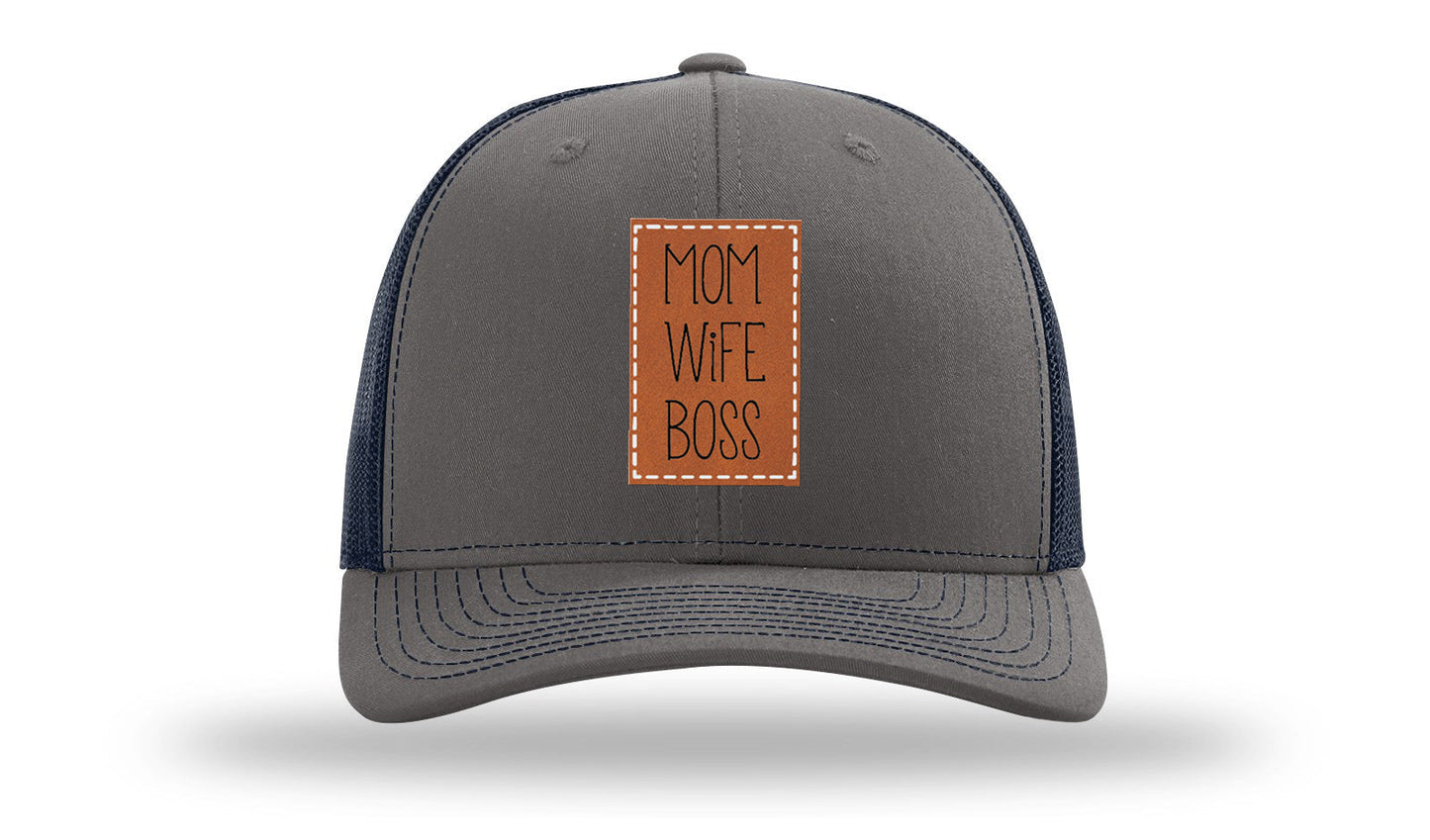 Mom Wife Boss Leather Patch Richardson 112 Hat