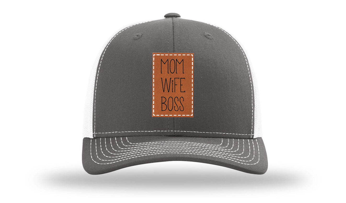 Mom Wife Boss Leather Patch Richardson 112 Hat