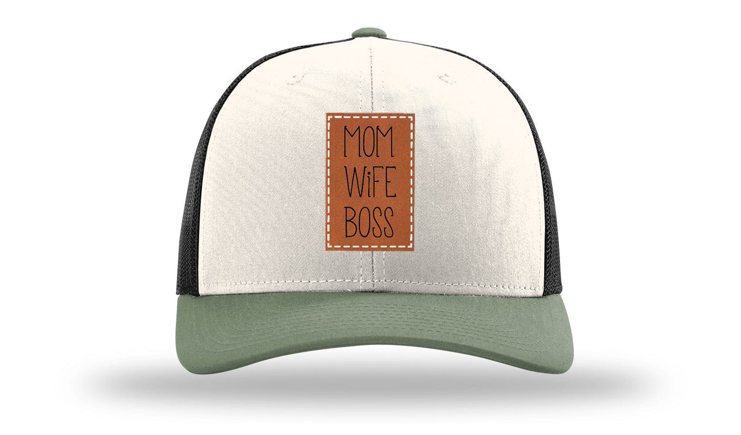Mom Wife Boss Leather Patch Richardson 112 Hat