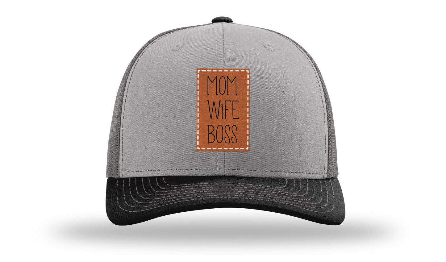 Mom Wife Boss Leather Patch Richardson 112 Hat